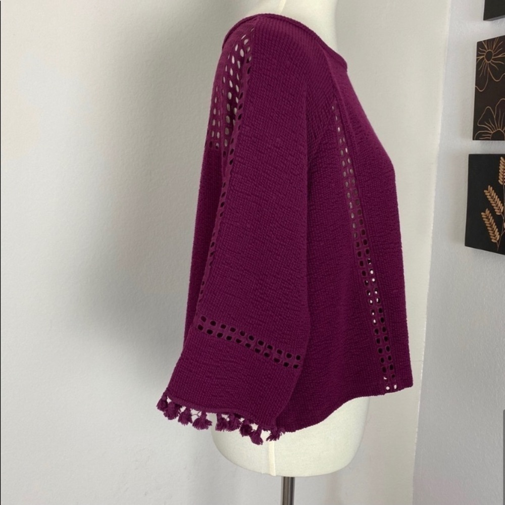 Anthropologie Pom Pom Blouse Red Wine Size S - Picture 8 of 10